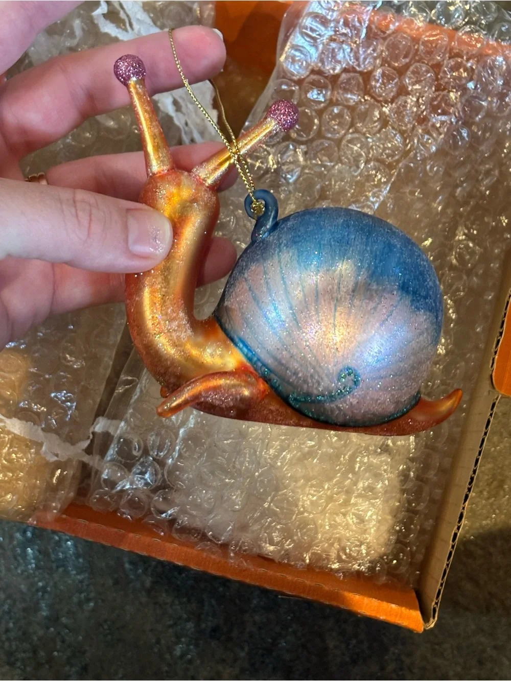 Asian Treasures Snail “Slow Poke” Whimsical Blown Glass VTG Christmas Dead Stock